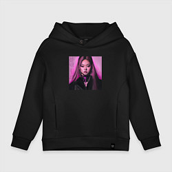 Толстовка оверсайз детская Blackpink Jennie аниме рисунок, цвет: черный