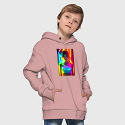 Толстовка оверсайз детская Japanese girl - neon glow - neural network, цвет: пыльно-розовый — фото 2