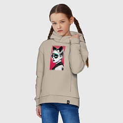 Толстовка оверсайз детская Cat girl in a mask - neural network - pop art, цвет: миндальный — фото 2