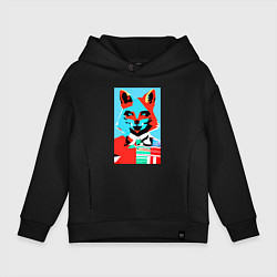 Детское худи оверсайз Морда лисы - поп-арт - нейросеть