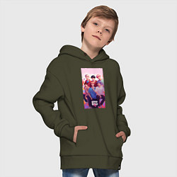Толстовка оверсайз детская BTS art anime style, цвет: хаки — фото 2