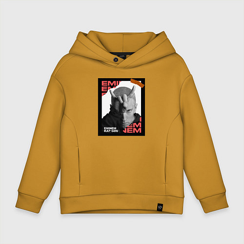 Детское худи оверсайз Rap god / Горчичный – фото 1