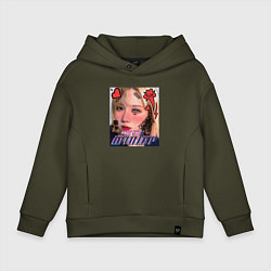 Толстовка оверсайз детская Winter арт - Aespa, цвет: хаки