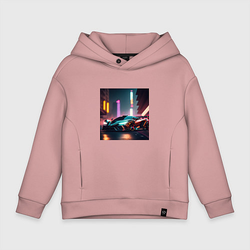 Детское худи оверсайз Суперавто / Пыльно-розовый – фото 1