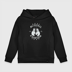 Толстовка оверсайз детская Boxing fighter, цвет: черный