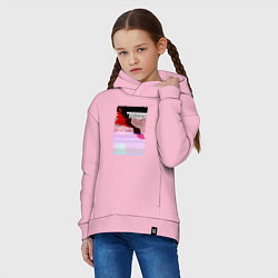 Толстовка оверсайз детская Abstract glitch, цвет: светло-розовый — фото 2