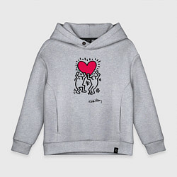 Детское худи оверсайз Человечки с сердцем - поп арт Кит Харинг