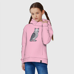 Толстовка оверсайз детская Кошка сова, цвет: светло-розовый — фото 2