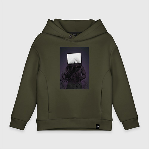 Детское худи оверсайз TV man / Хаки – фото 1