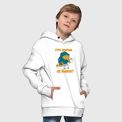 Толстовка оверсайз детская Утро добрым не бывает - недовольный кот, цвет: белый — фото 2