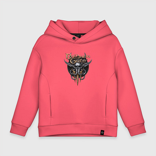 Детское худи оверсайз Baldurs Gate 3 - logotype / Коралловый – фото 1