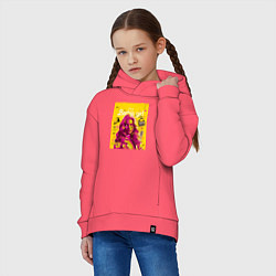 Толстовка оверсайз детская Barbie girl, цвет: коралловый — фото 2