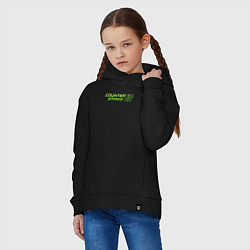 Толстовка оверсайз детская Counter strike 2 green logo, цвет: черный — фото 2