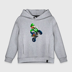 Толстовка оверсайз детская Луиджи на байке, цвет: меланж