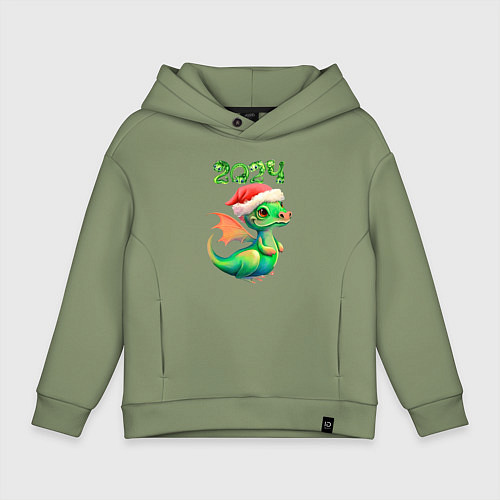 Детское худи оверсайз Дракончик 2024 / Авокадо – фото 1