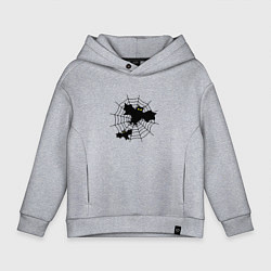 Толстовка оверсайз детская Летучие мыши на паутине, цвет: меланж