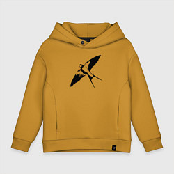 Детское худи оверсайз Ласточка парит трафарет