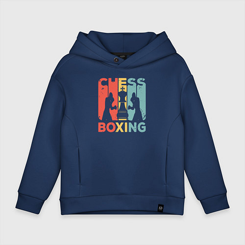Детское худи оверсайз Шахматный бокс / Тёмно-синий – фото 1