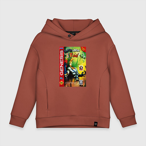 Детское худи оверсайз Earth worm jim cover / Кирпичный – фото 1