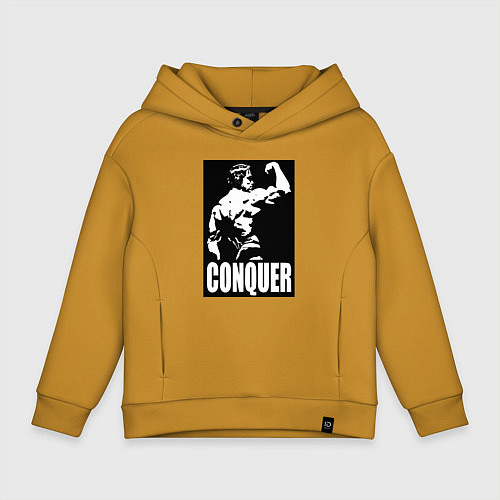Детское худи оверсайз Арнольд - конкурируй / Горчичный – фото 1