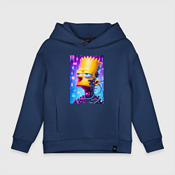 Толстовка оверсайз детская Cyber Bart Simpson - ai art, цвет: тёмно-синий