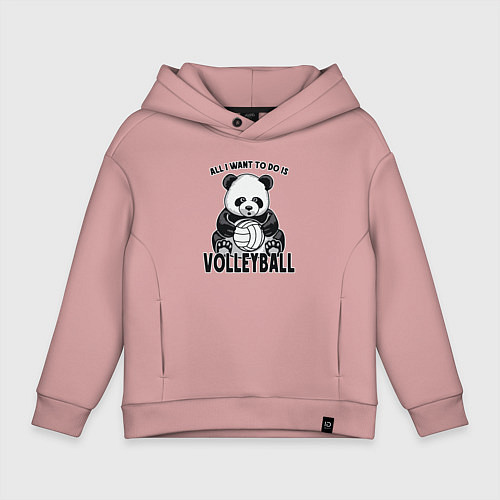 Детское худи оверсайз Panda volleyball / Пыльно-розовый – фото 1
