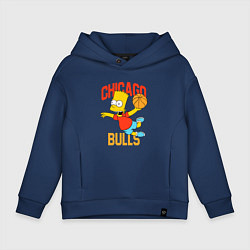 Толстовка оверсайз детская Чикаго Буллз Барт Симпсон, цвет: тёмно-синий