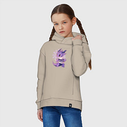 Толстовка оверсайз детская Фиолетовый дракон в свитере, цвет: миндальный — фото 2