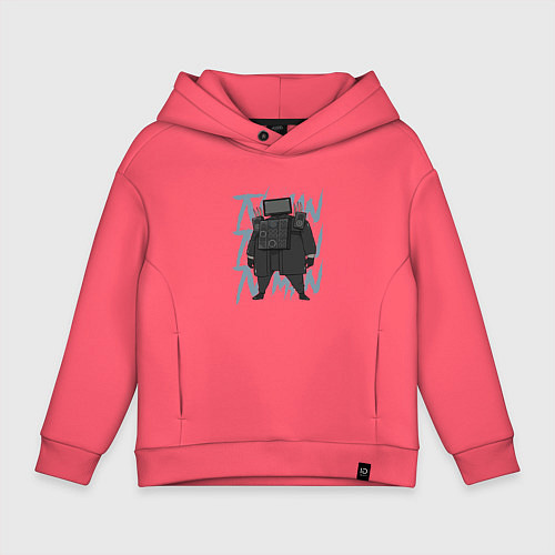 Детское худи оверсайз Упитанный ТВ Мен / Коралловый – фото 1
