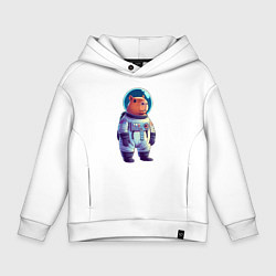 Толстовка оверсайз детская Капибара бравый космонавт, цвет: белый