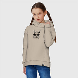 Толстовка оверсайз детская Белка модная в очках, цвет: миндальный — фото 2