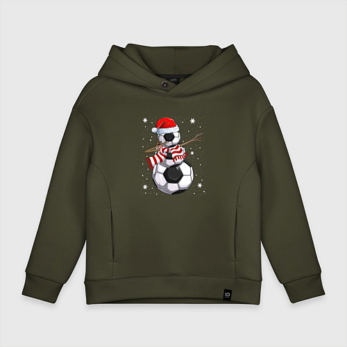 Детское худи оверсайз Soccer snowman / Хаки – фото 1