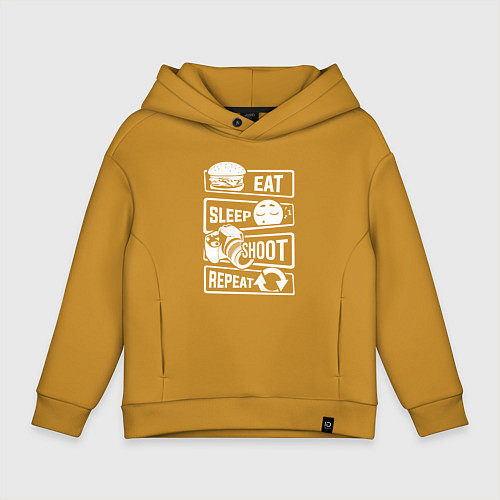 Детское худи оверсайз Еда сон фото / Горчичный – фото 1