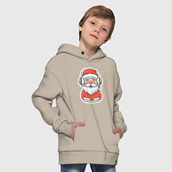 Толстовка оверсайз детская Дед Мороз в наушниках, цвет: миндальный — фото 2