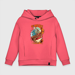 Толстовка оверсайз детская Рамен японский суп, цвет: коралловый