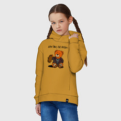 Толстовка оверсайз детская Медведь Кащей: дом там где люди, цвет: горчичный — фото 2