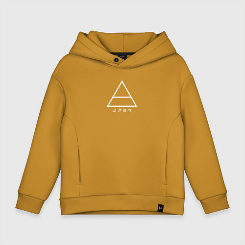 Детское худи оверсайз 30 Seconds to mars логотип треугольник / Горчичный – фото 1
