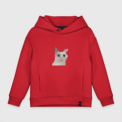 Толстовка оверсайз детская Pixel cat, цвет: красный