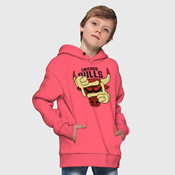 Толстовка оверсайз детская Bulls logo with hands, цвет: коралловый — фото 2