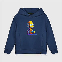Толстовка оверсайз детская Bart is an avid gamer, цвет: тёмно-синий