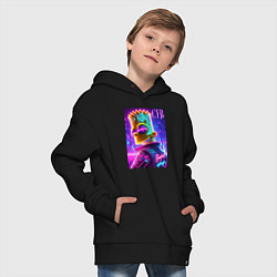 Толстовка оверсайз детская Cyber Bart - neon glow, цвет: черный — фото 2