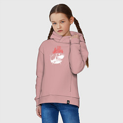 Толстовка оверсайз детская Акула - я ем что угодно, цвет: пыльно-розовый — фото 2