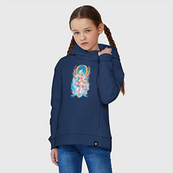 Толстовка оверсайз детская Девушка в стиле аниме, цвет: тёмно-синий — фото 2