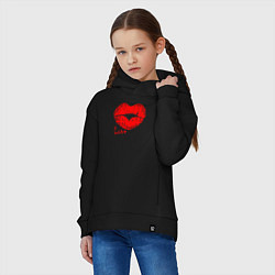 Толстовка оверсайз детская Lips love, цвет: черный — фото 2