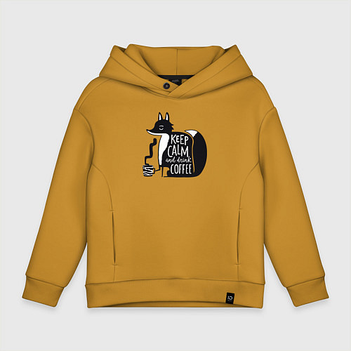 Детское худи оверсайз Лисичка с кофе / Горчичный – фото 1