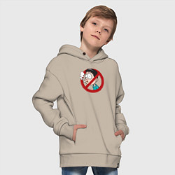 Толстовка оверсайз детская No smoking boy, цвет: миндальный — фото 2