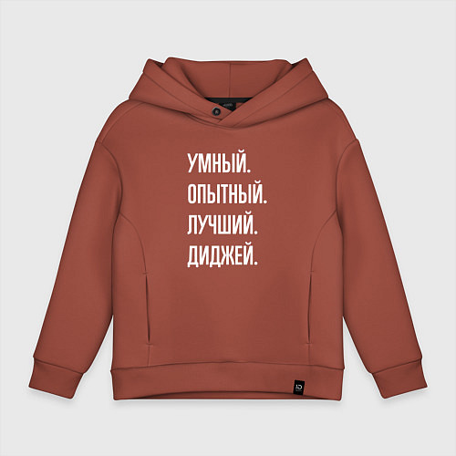 Детское худи оверсайз Умный опытный лучший диджей / Кирпичный – фото 1