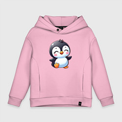 Толстовка оверсайз детская Маленький радостный пингвинчик, цвет: светло-розовый