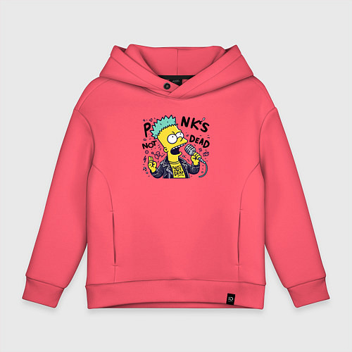 Детское худи оверсайз Bart Simpson - punks not dead / Коралловый – фото 1