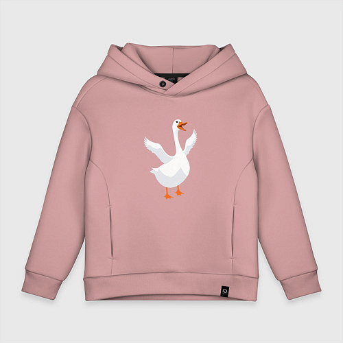 Детское худи оверсайз Весёлый гусь от нейросети / Пыльно-розовый – фото 1